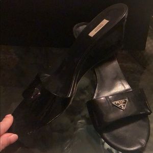 Authentic Prada kitten wedge sandal